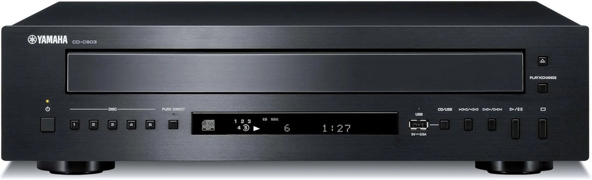Reproductor de CD Yamaha CD-C603, 5 CD, USB Frontal y Control Remoto, Negro