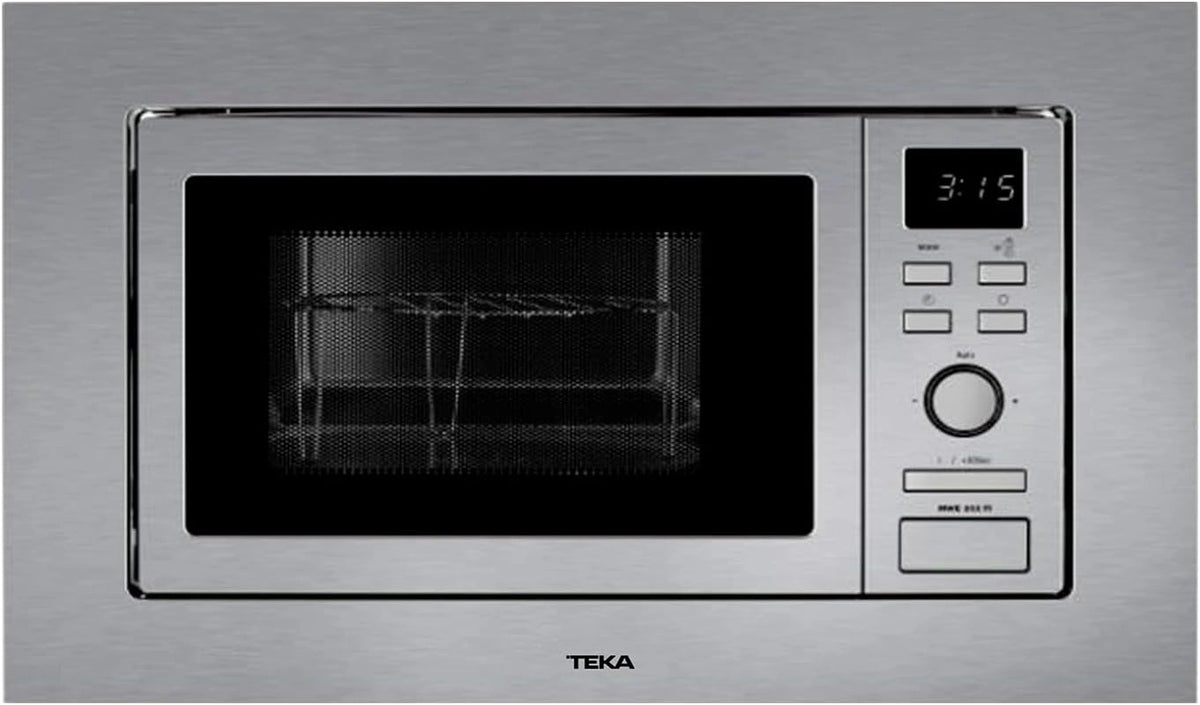 Microondas Empotrable TEKA con Grill, 20L, 800W, 5 Niveles, Acero Inoxidable, Negro