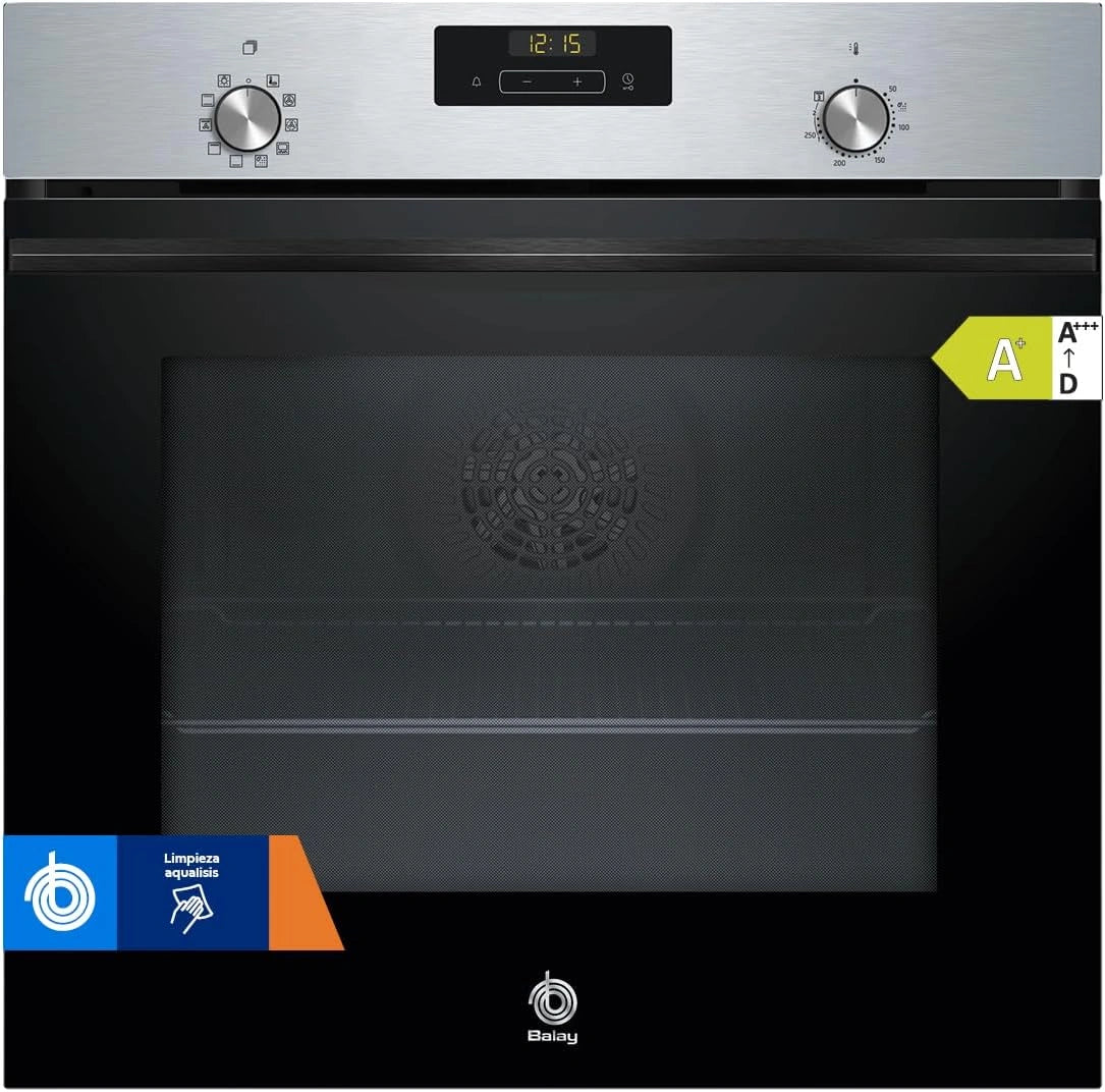 Horno multifunci¨®n Balay 60 cm, autolimpieza, control f¨¢cil, dise?o negro