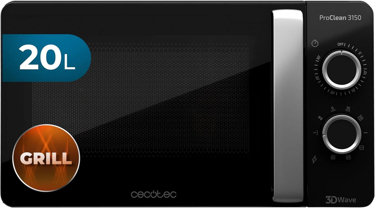 Microondas Cecotec ProClean 20L, Grill 800W, Tecnolog¨ªa 3DWave