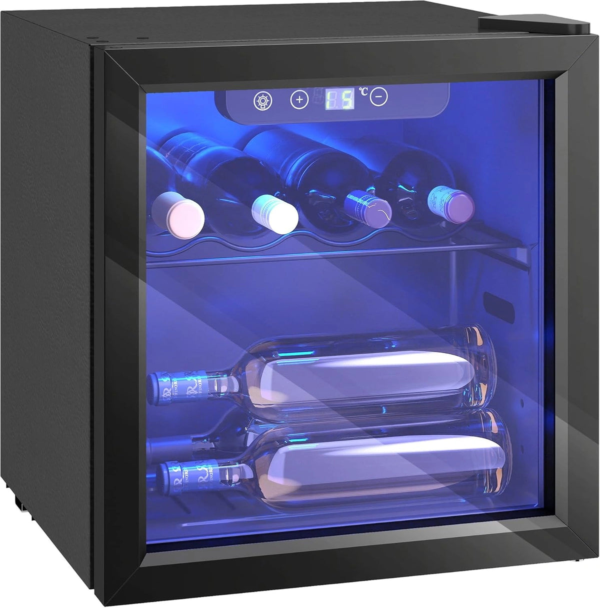 Vinoteca HOMCOM 12 Botellas, 36L, Temperatura 4-16¡ãC, Puerta Vidrio, Iluminaci¨®n LED, Pantalla T¨¢ctil, Color Negro