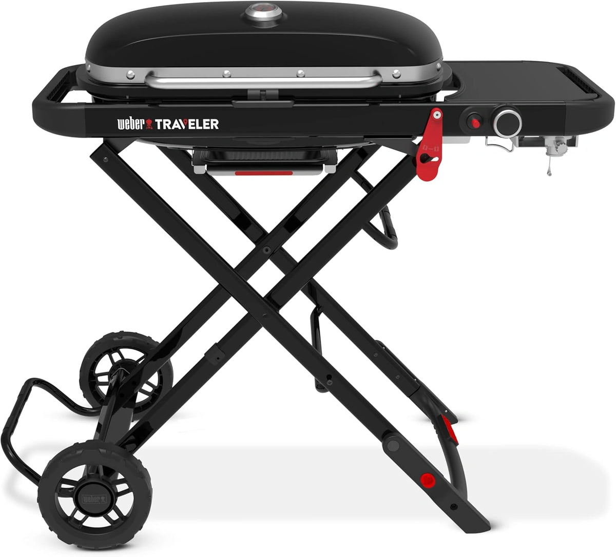 Weber Traveler 2026: Barbacoa de Gas Port¨¢til con Ruedas, Term¨®metro y Bloqueo de Tapa