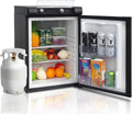 Frigor¨ªfico Trivalente 40L, Port¨¢til a Gas Butano, 12V/220V, para Camper y Camping, Silencioso, Color Negro