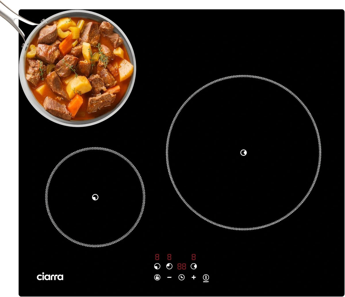 Ciarra Placa de Inducci¨®n 3 Zonas 60cm 5600W Clase A++, Perfecta para Cocinas Contempor¨¢neas