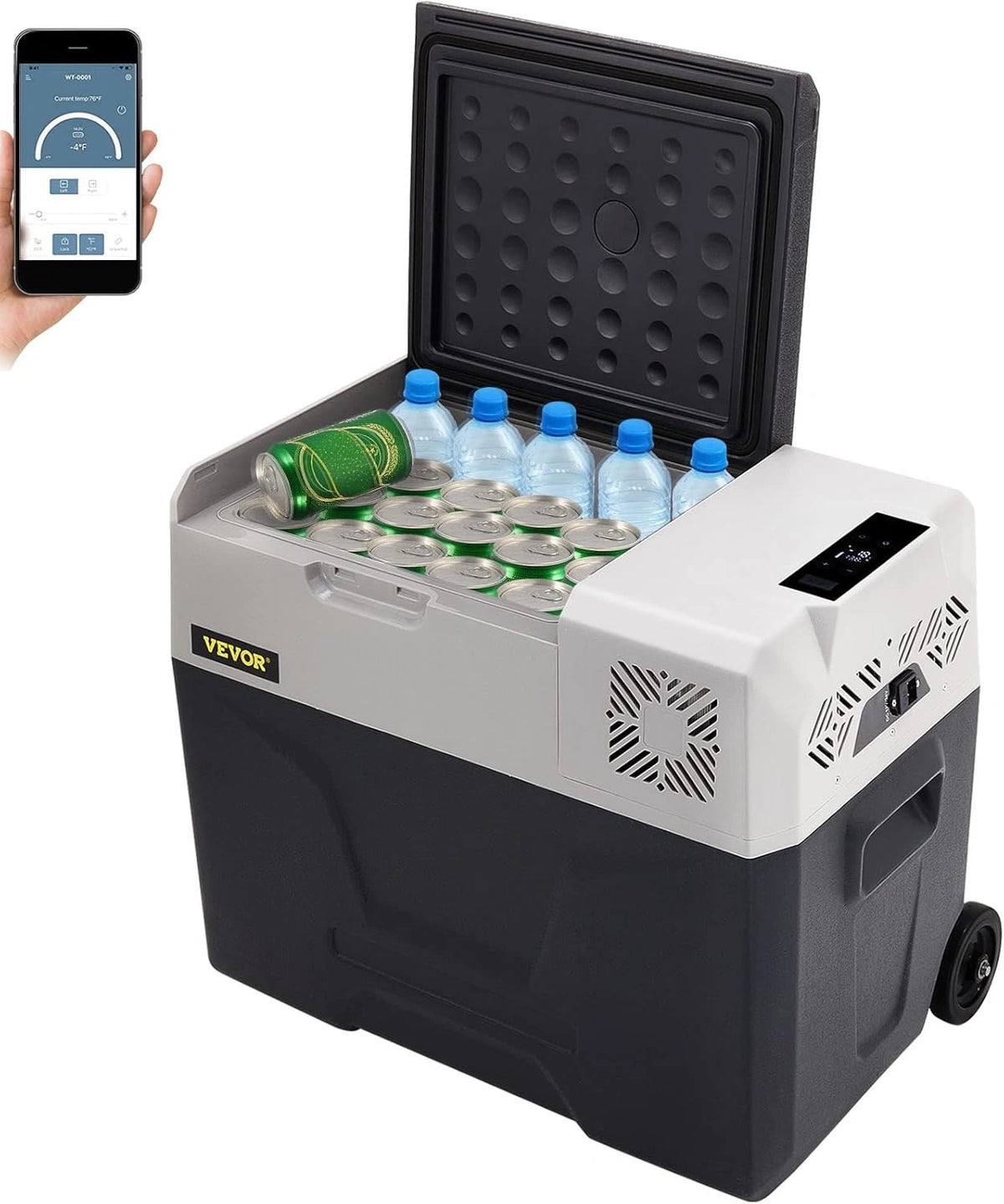 VEVOR Nevera Termoel¨¦ctrica Port¨¢til 40L con Pantalla LCD para Coche y Viajes