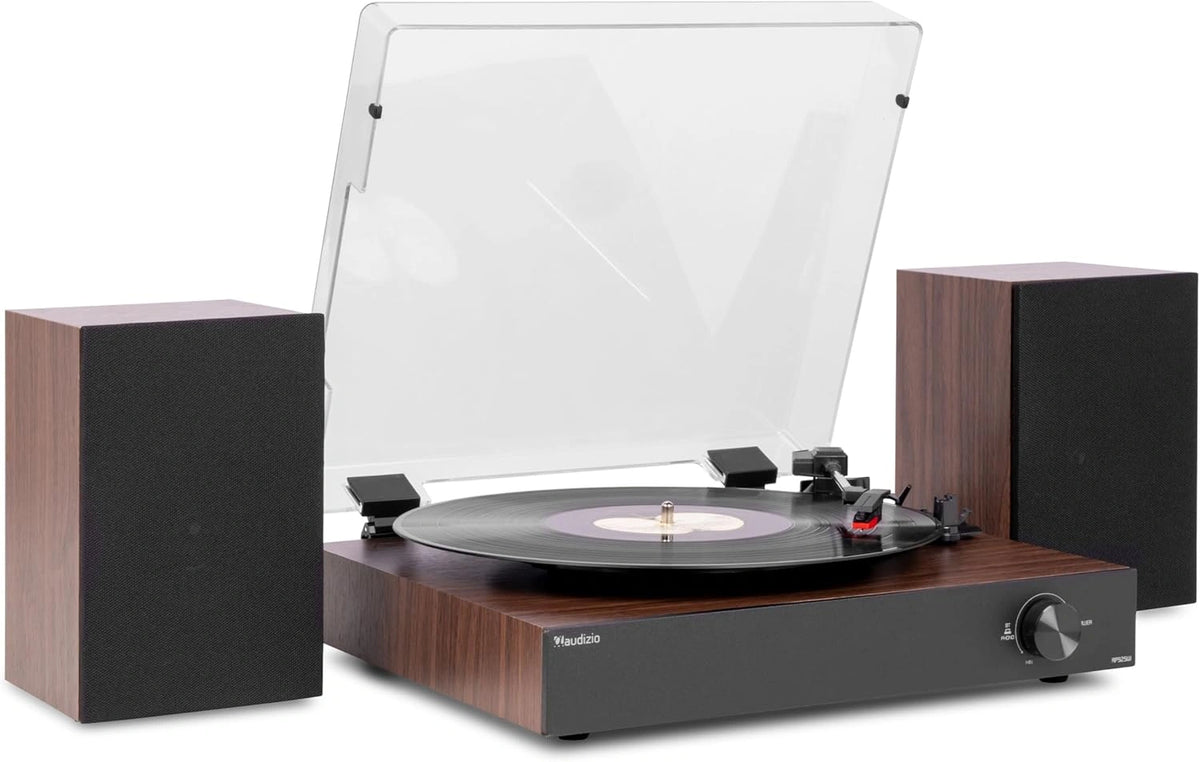 Tocadiscos Audizio RP325W de 60W con Bluetooth y Altavoces, 3 Velocidades, Dise?o de Madera