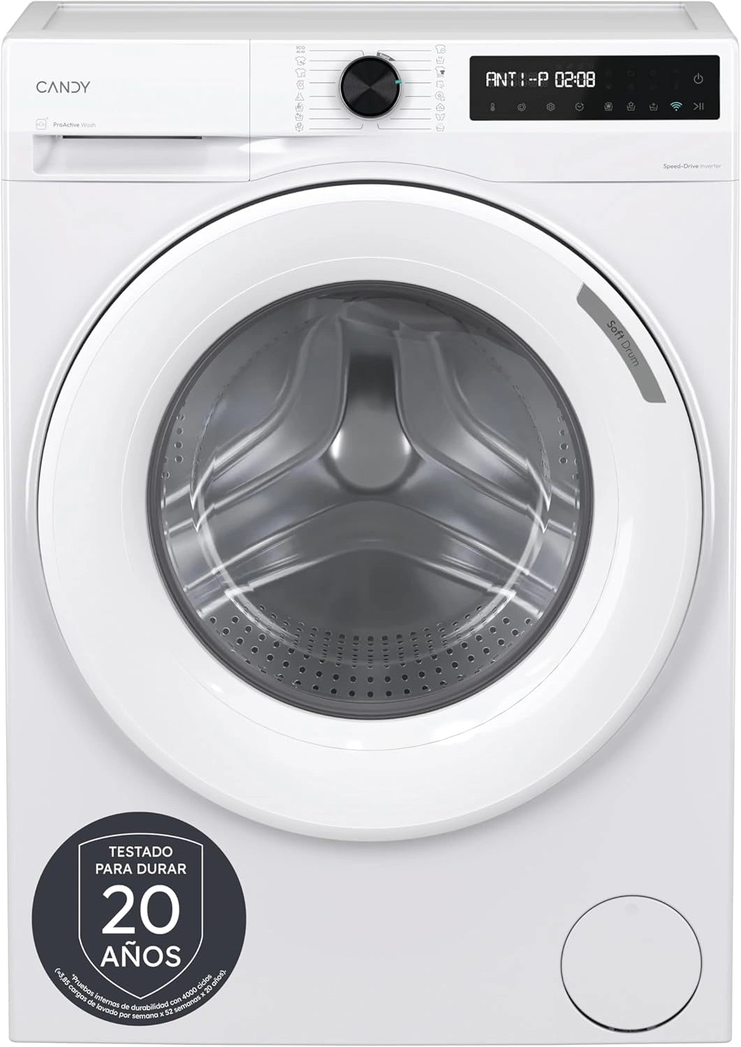 Candy ProWash 500, Lavadora 8 KG, 1400 RPM, WIFI, 16 Programas, Motor Inverter, Display Digital, Inicio Diferido, Bloqueo Infantil, 49 cm Fondo