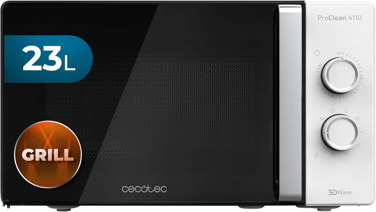 Microondas Cecotec ProClean 4110 con Grill 23L, 700W, Revestimiento Ready2Clean