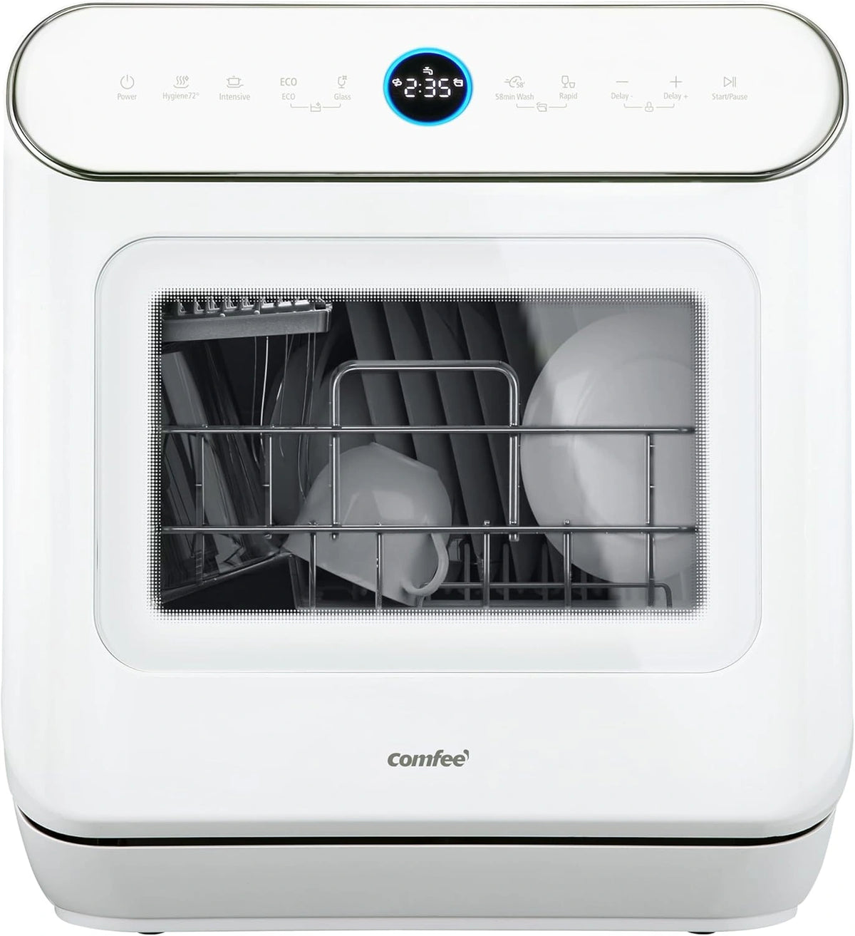 Lavavajillas Compacto COMFEE con 3 Cubiertos y 7 Programas, Control T¨¢ctil, Blanco