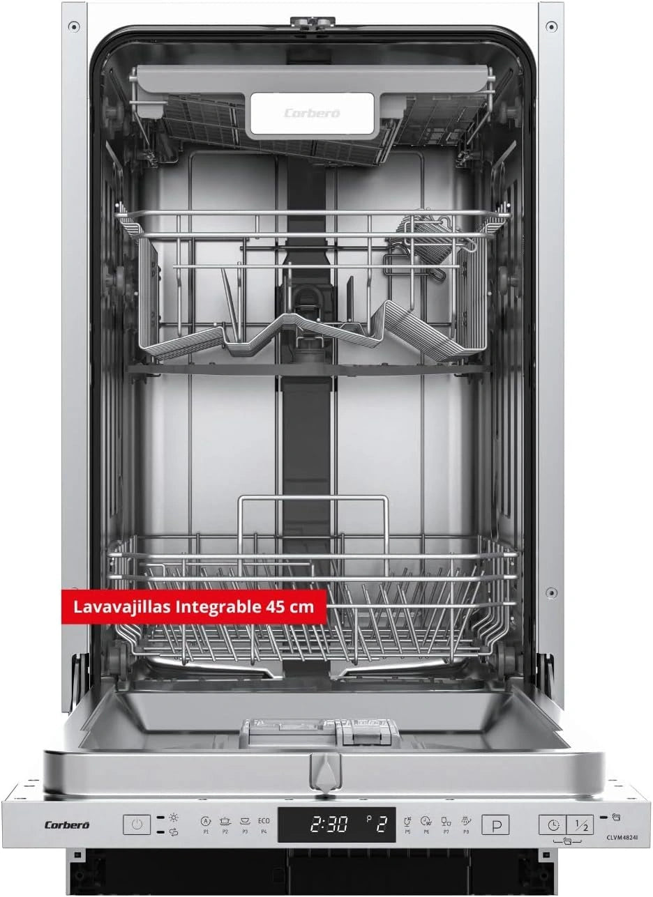 Lavavajillas Integrable Corber¨® 45cm, 10 Cubiertos, 8 Programas, 47dB, Apertura Autom¨¢tica, LED, Tercera Bandeja, Clase D