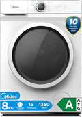 Lavadora Midea 8kg Frontal, Motor Inverter 1350 rpm - 15 Programas y Tecnolog¨ªa Healthguard