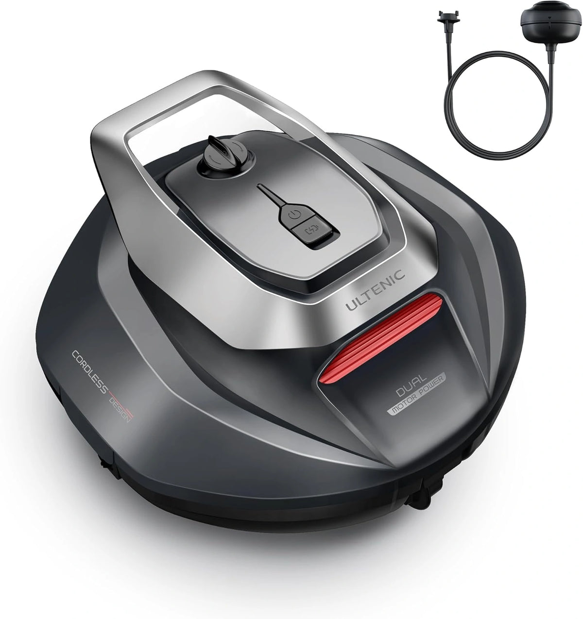 Robot de Limpieza para Piscinas Ultenic, 90 Minutos de Autonom¨ªa, Cobertura 80m2, Recuperaci¨®n sin Poste, Estacionamiento Autom¨¢tico, Aspirador Inal¨¢mbrico, Dos Motores, Bater¨ªa 5200mAh, Ideal para Piscinas Elevadas y Enterradas