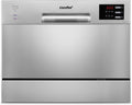 Lavavajillas Compacto de Mesa COMFEE' TD602E-S con 6 Cubiertos, 6 Programas, Pantalla LED, Inicio Retrasado y Ahorro Energ¨¦tico - Plata