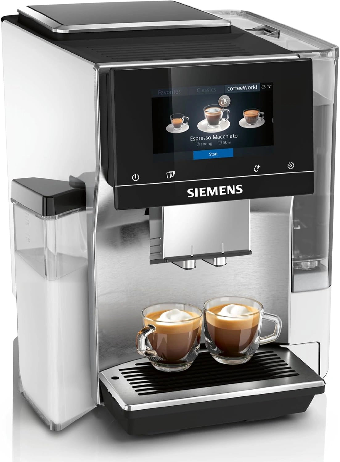 Siemens EQ700 Cafetera Superautom¨¢tica, Pantalla T¨¢ctil, coffeeWorld, Conexi¨®n Home, Acero Inoxidable y Blanco