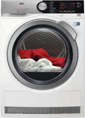 Secadora AEG 9000, 8 Kg, Bomba de Calor, Inverter, 8 Programas, R¨¢pido, Luz LED, Display LCD, Puerta XL Plateada, A+++