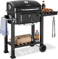 Parrilla de Carb¨®n con Tapa y Ahumador, Barbacoa port¨¢til con Term¨®metro y Rodas
