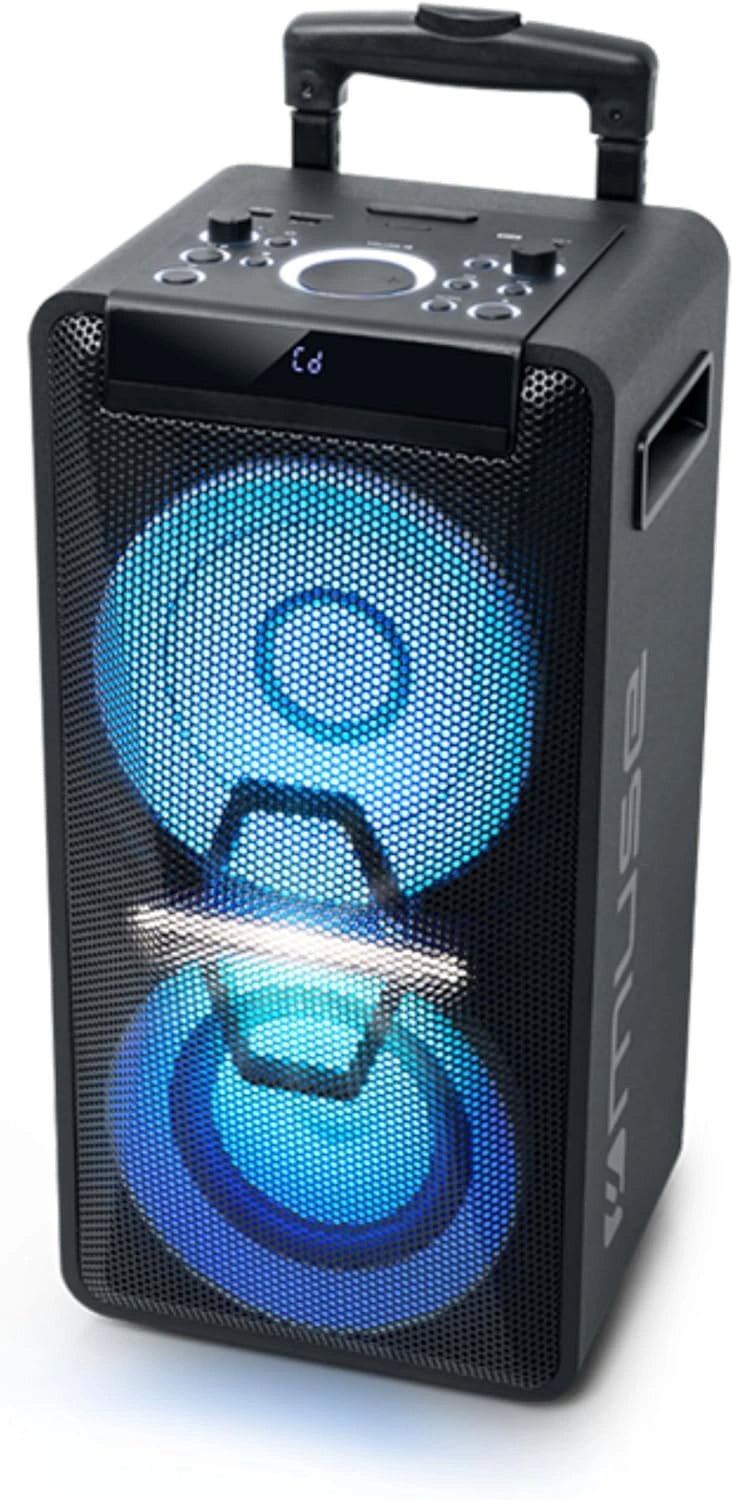 Muse M1920DJ Sistema PA 300W, CD, Bluetooth, Luces, USB/AUX, Micr¨®fono, Control Remoto, Negro