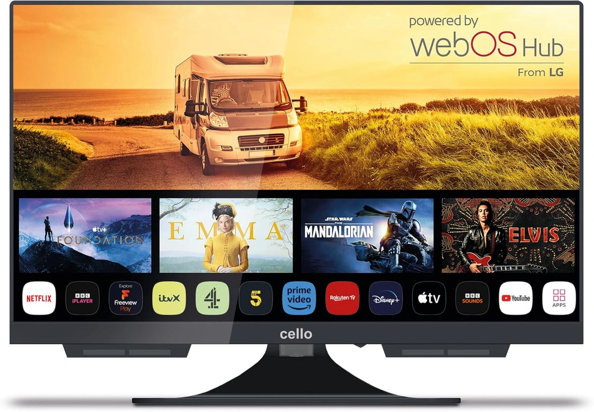 Televisor Inteligente Cello 19" 12V para Caravana, WebOS, Netflix, Bluetooth, DVB-T2/S2