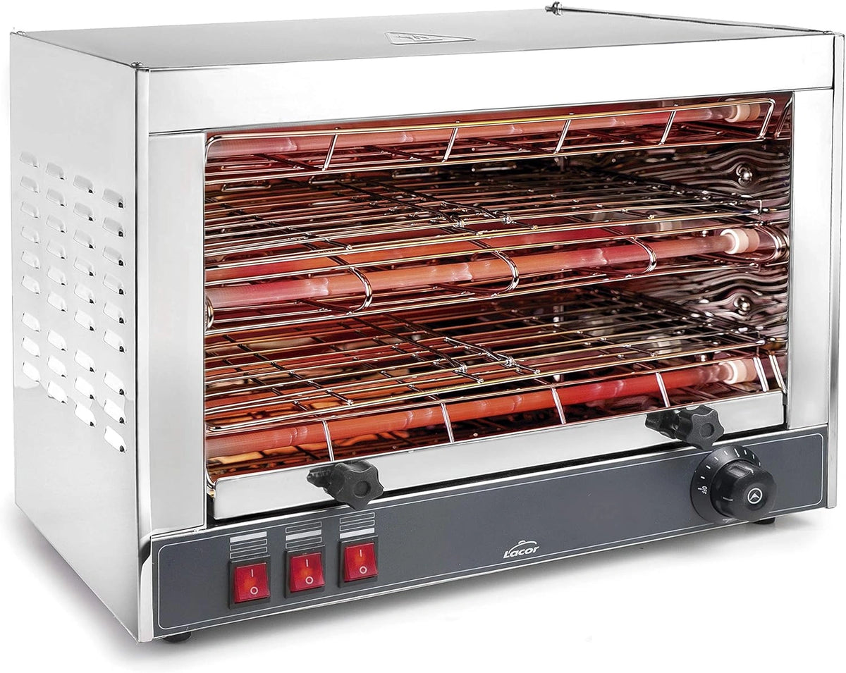Lacor 69173 Tostador Horizontal de Doble Parrilla, Color Gris, 3600W